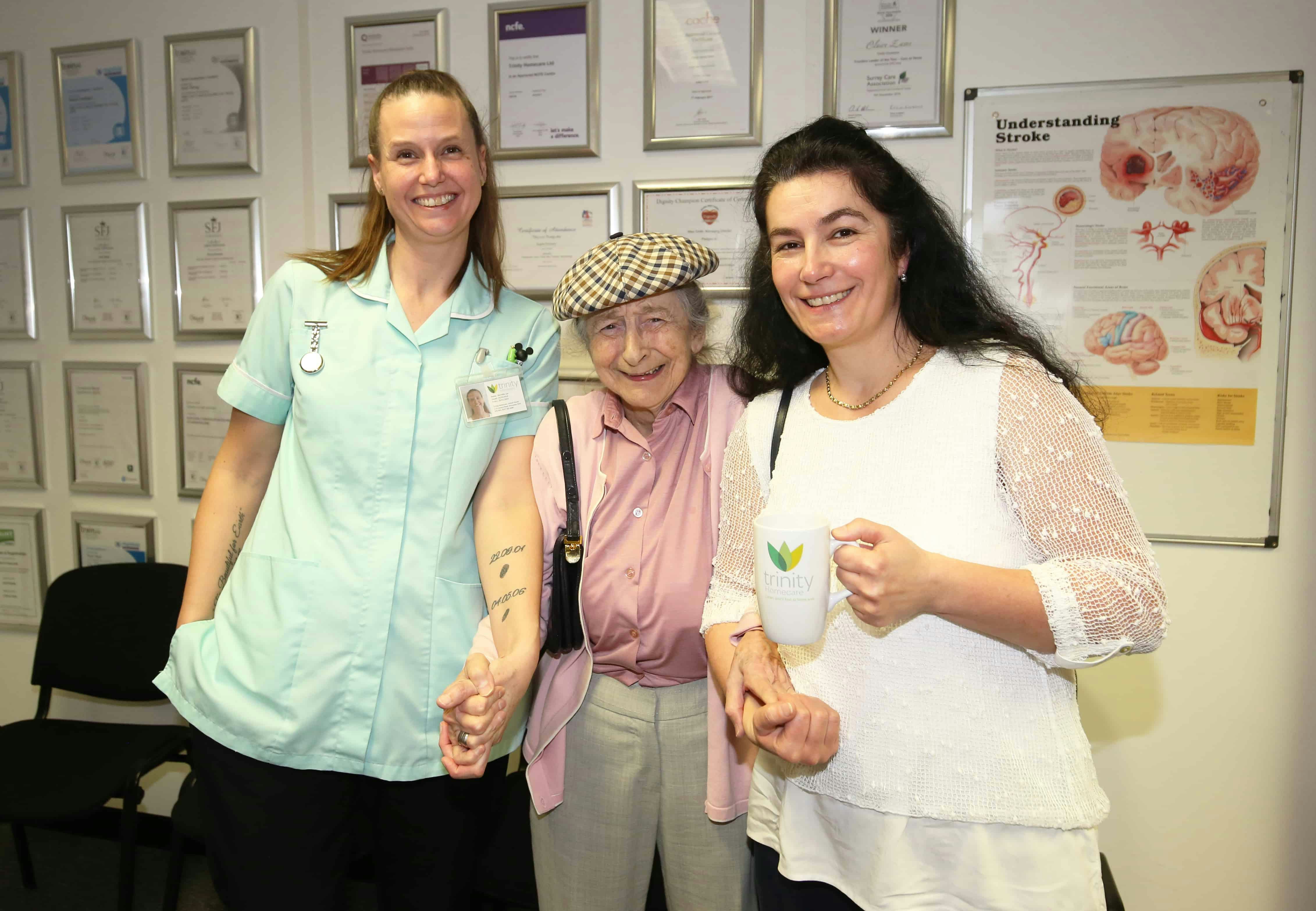 Trinity Homecare staff with a client