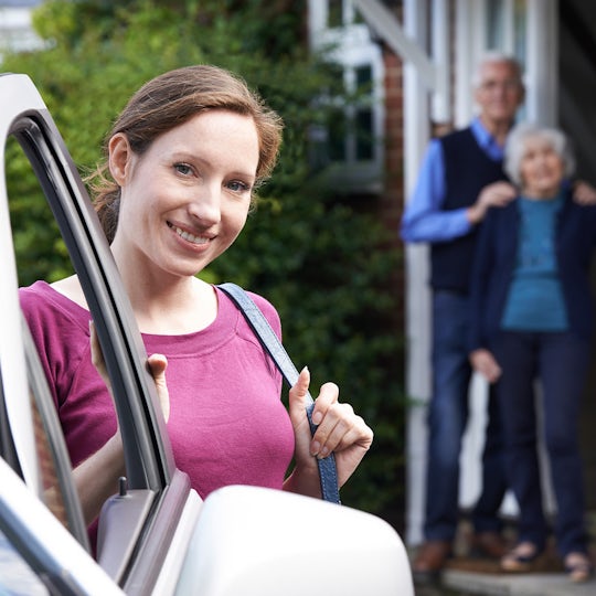 Carer that drives visiting elderly client at home